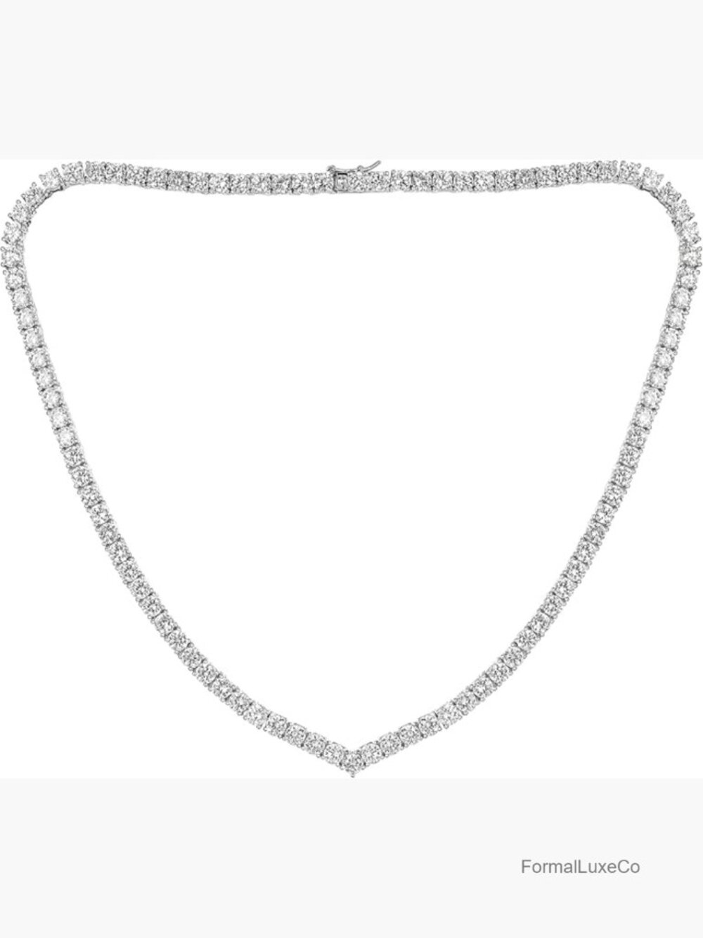 4 Prong Cubic Zirconia Tennis Necklace - 16 Inch Chain